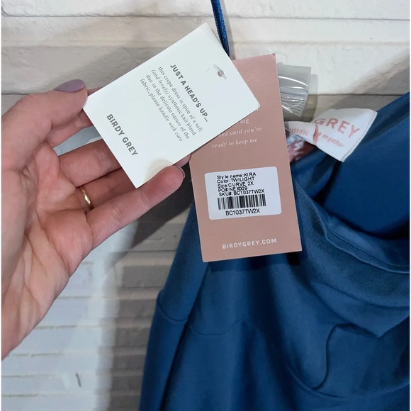 Birdy Grey Blue Twilight Crepe Kira Bridesmaid Dress, Women’s Size 2X - Picture 3 of 7